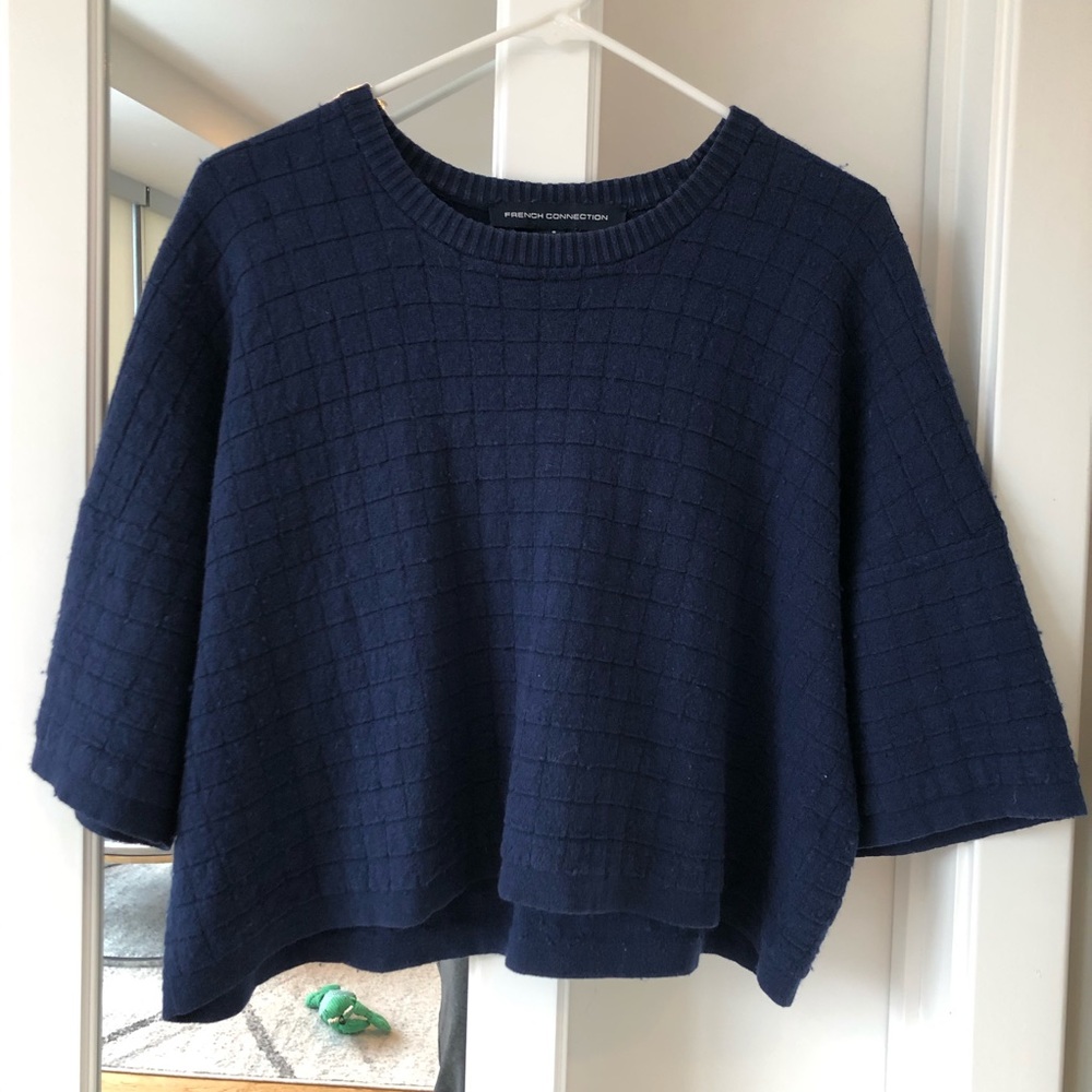 French Connection Blue Crop Top Sweater S